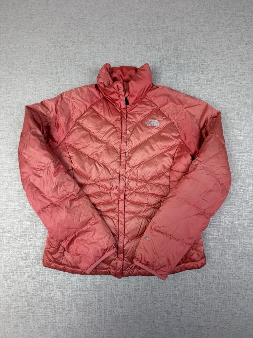 The North Face 550 Women’s Medium Down Puffer Jacket Coral Red Full Zip